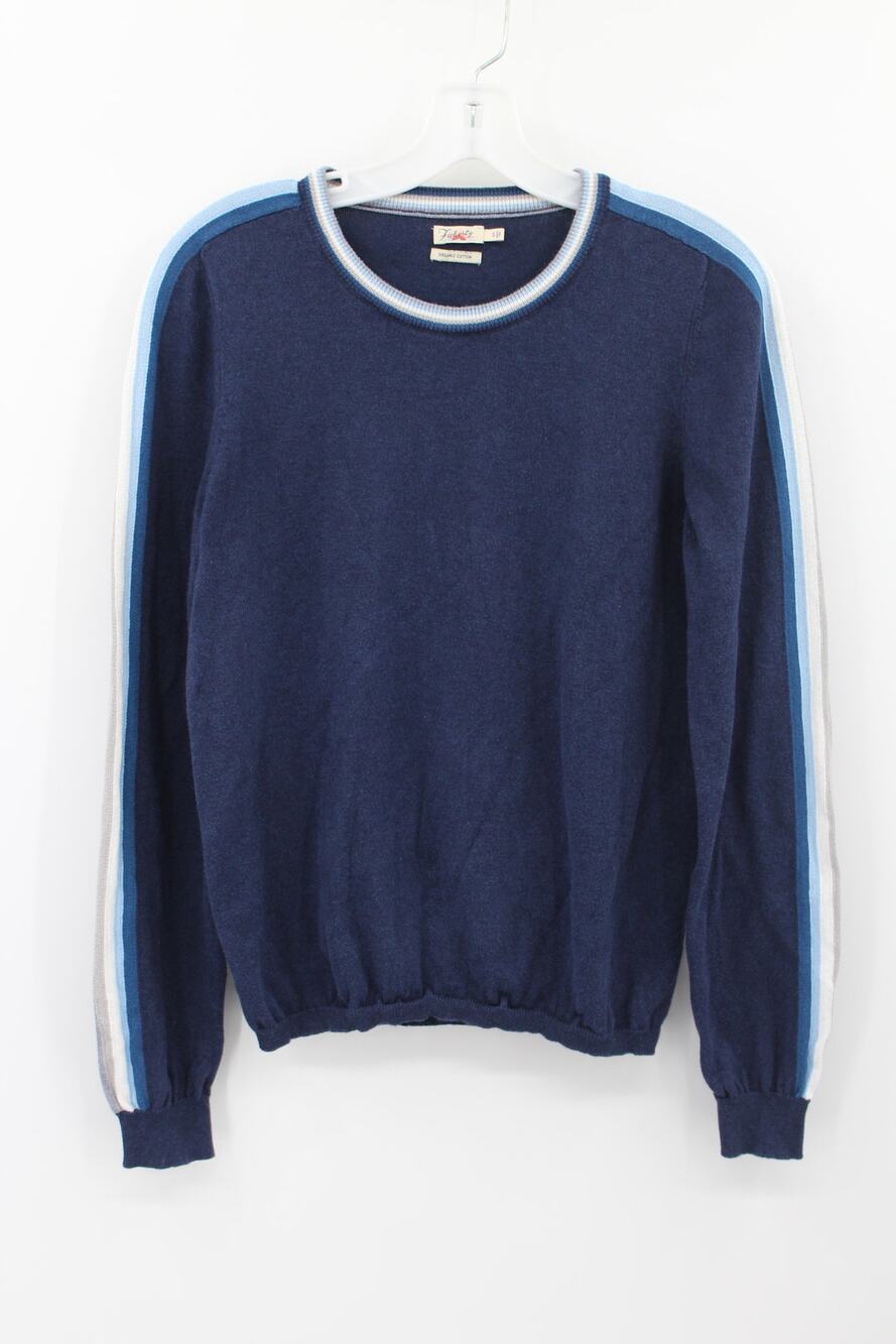 Faherty Surf Side Stripe Sweater Size S Preppy Cotton Cashmere In Mist Stripe - Picture 1 of 5